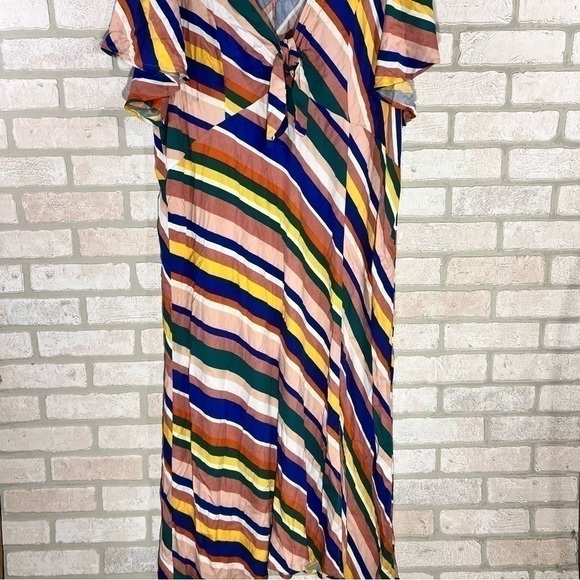 ELOQUII NWT Diagonal Rainbow Striped Midi Dress Size 22 - Picture 5 of 12